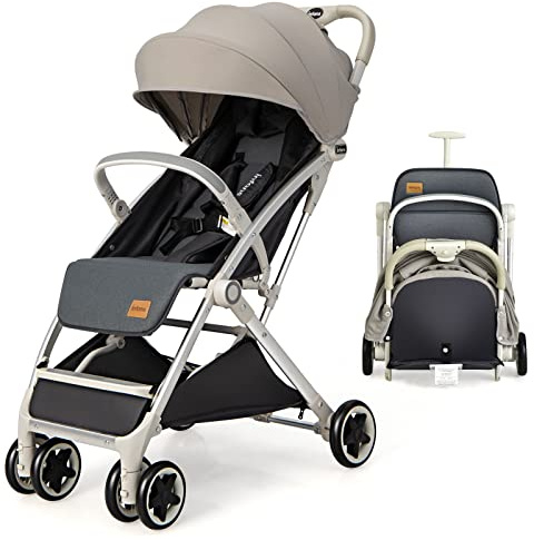 INFANS Lightweight Baby Stroller, Compact Infant with One-Hand Fold, Travel Stroller for Airplane with Cup Holder, Canopy 5-Point Harness Foot Cover for 6-36 Month