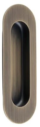 KOOPLES HARDWARE Radius Flush Pulls Steel Recessed Handles for Sliding, Cabinet, and Pocket Doors (Antique Brass)