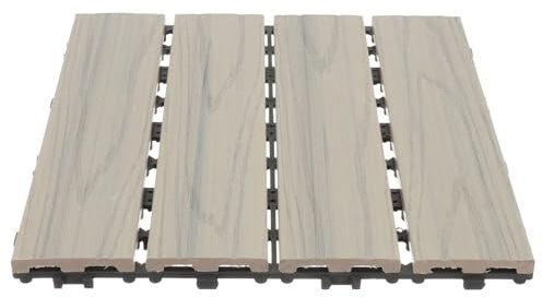 SUBLXPoten Dalles Clipsables Exterieur Lot de 10 Dalles de Sol imperméables en Bois et Plastique for terrasse, Jardin, Balcon, Salle de Bain, extérieur et intérieur