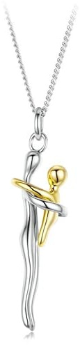 Qings Collier Câlin pour Lui et Elle en Argent Sterling 925 Collier Pendentif Câlin Cœur Cadeaux Anniversaire et d'anniversaire de Mariage pour Petit Ami Petite Amie Mère Grand-Mère et Femmes épouse