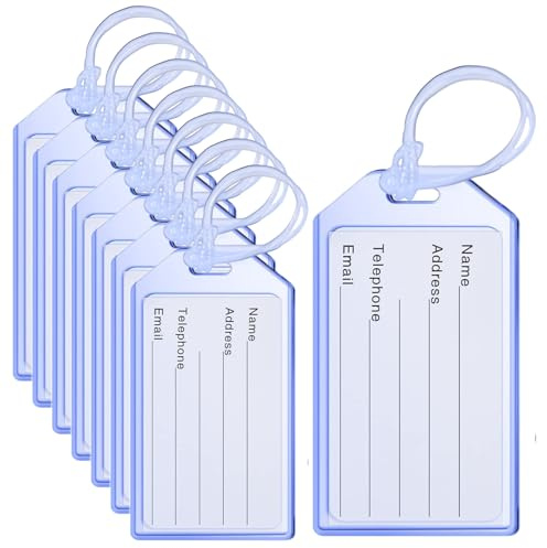 8 Stück Kofferanhänger Flugreise, PVC Wasserdichtem Koffer Anhänger, Beschriftbar Gepäckanhänger für Koffer, Transparente Luggage Tag für Reisen, Flughafen, Kreuzfahrten (Transparent 1)