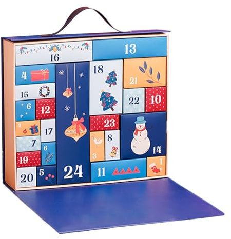 Hozaenwa Scatole Riempibili Calendario 'Avvento - Calendario 'Avvento Vuoto 24 Giorni Da Riempire | Contenitore Decorativo Stagionale per Cioccolatini Fondant Torrone Piccoli Oggetti