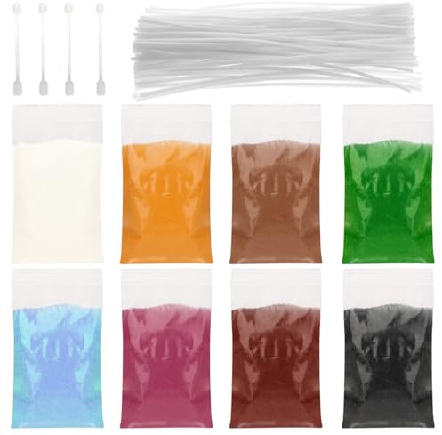SUMCNU 10 Colores Velas De Arena Velas Perladas Arena Para Vel-as 500 G Reutilizable Adatto Candele Fai Da Te Lettura Appuntamenti Feste Hidroterapia Con 20 Raíz Pavios Para Vela 4 Pcs Cuchara