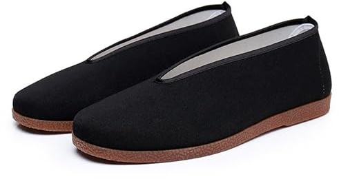 Kung Fu Skor, Tai Chi Skor & Kampsports skor, Traditionella Kinesiska Canvas Skor Svarta, Antiskid för Träning(42 EU)