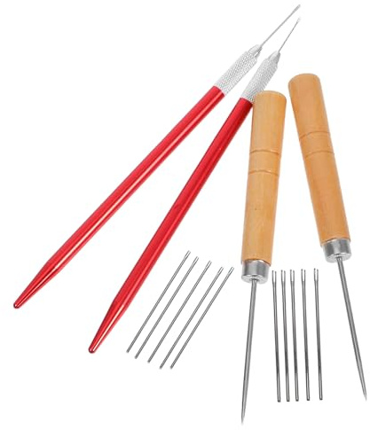 PRETYZOOM Juego de Herramientas para Enraizar Cabello de Muñeca 14 Piezas Agujas de 06 MM 2 Punzones de Madera y 2 Mangos Accesorios para Bricolaje y Confección de Pelucas Infantiles