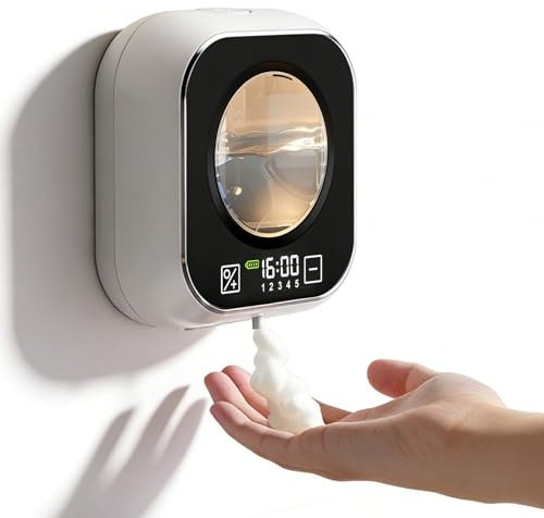 Distributeur De Savon Automatique, Distributeur Savon Automatique, Distributeur Mousse Électrique, avec Capteur, Ipx5 Étanche, sans Contact pour Cuisine Et Salle De Bain, 320ml, Blanc