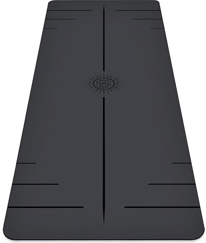 Plyopic Tappetino Yoga Ultra-Grip Pro | Antiscivolo ESTREME - Presa Asciutta e Bagnata - Linea di Allineamento - Per Yoga, Pilates, Esercizio, Bikram e Hot yoga (Ultra Nero - Allineamento PoseMap)