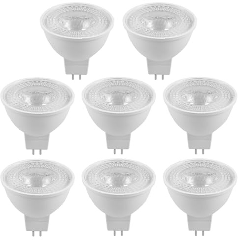 Pacco 8 GU5.3 LED Lampadina 5 W 12V, 3000 K Bianco Caldo, 550 Lumen, 38° Angolo Luce, Non Dimmerabile Riflettore Lampada, Risparmio Energia GU5.3 LED Faretto per Soggiorno, Cucina, Camera