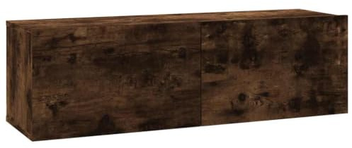 RJPLMFV Armoire Mural TV Bois Ingenierie 100x30x30 cm Chene Fume | 2 Compartiments, Portes Deroulantes, Facile Nettoyer, Fixation Murale