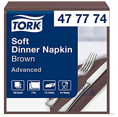 Tork 477774 Soft Dinnerservietten Braun/Papierservietten 3 lagig/Ideale Qualität und Größe für ein Abendessen / 12 x 100 (1200) Servietten / 39 x 39 cm (B x L)