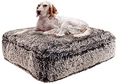 Bessie and Barnie Frosted Willow Extra Plush Shag Faux Fur Luxury Sicilian Rectangle Pet/Dog Bed (Multiple Sizes)