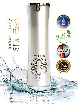 Vergleichssieger 2019*) BIO Hyaluronsäure Serum hochkonzentriert - Anti Aging Creme Konzentrat Gel - Für Gesicht, Augen, Hals und Dekollete - 50ml Halal, Vegane Bio Naturkosmetik - MADE IN GERMANY