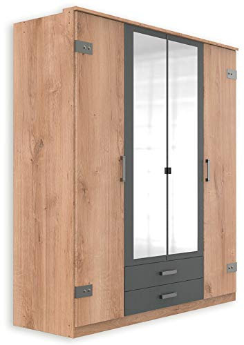 ROLLER Drehtürenschrank - Plankeneiche-Graphit - 180 cm