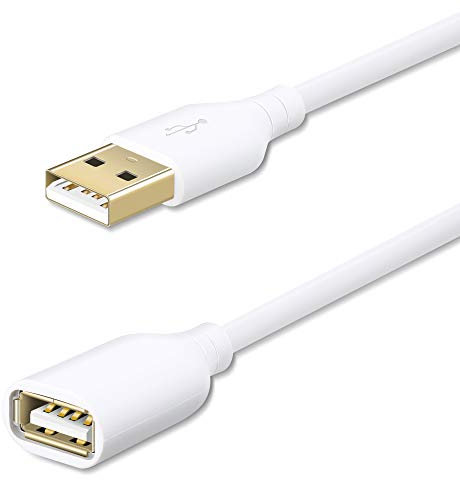 Fasgear Cavo di prolunga USB 2.0 3 metri, Cavo di prolunga USB da maschio a femmina per ricarica e sincronizzazione (3metri, Bianco)
