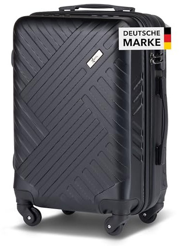 Xonic Design Reisekoffer - Hartschalen-Koffer mit 360° Leichtlauf-Rollen - hochwertiger Trolley mit Zahlenschloss in M-L-XL oder Set (Schwarz, M)