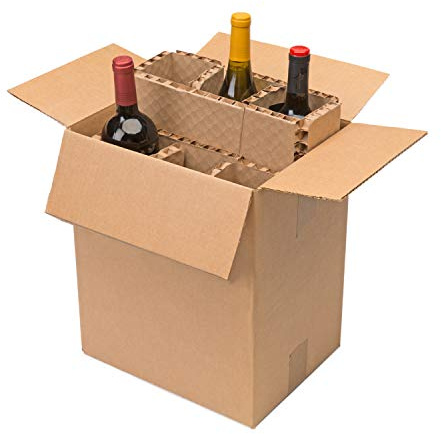 U-Haul Corrugated 6 Bottle Wine Shipping, Moving, & Packing Kit - Includes a 12-1/8” x 9-1/4” x 14-1/2” Box & Corrugated Protection Inserts
