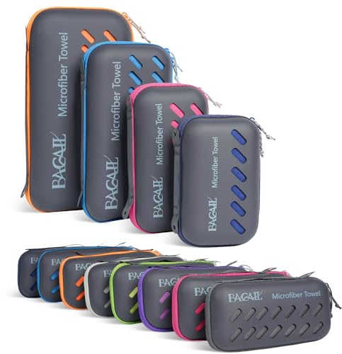 BAGAIL Mikrofaser Handtuch - Kompakt, Ultra Leicht, Schnelltrocknend - Microfaser Handtücher mit Atmungsaktive Eva Box - Perfekte Sporthandtuch, Strandhandtuch, Reisehandtuch und Badehandtücher