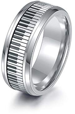 Miniblings Klavier Ring Fingerring Edelstahl Drehring Keyboard Flügel | Am Finger getragen, montiert in Berlin, mit Musiker, ein Fundstück für Sammler