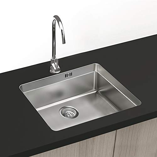 Boston - Fregadero Sobre Encimera / Bajo Encimera 50x50 / 45x40 | 1 Seno | 20 cm Profundidad | Acero Inox Aisi 304 (50x50 / 45x40)