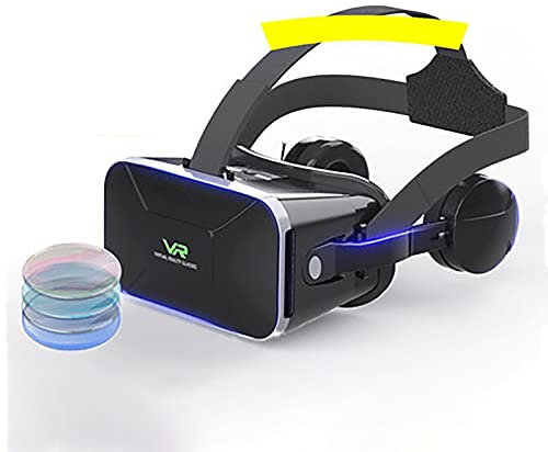Auriculares VR Gafas Realidad Virtual Auriculares Sonido Estéreo con Auriculares Realidad Virtual con Control Remoto Compatible con Mando Distancia Juegos Películas 4.7-6.5 Pulgadas Teléfono