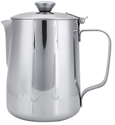 Milchkännchen mit Deckel, 600ml Milchaufschäumkrug Edelstahl Kaffeekännchen Kännchen für Kaffee Sahnekännchen Teekanne mit Deckel für Milch Tee Kaffee Cappuccino