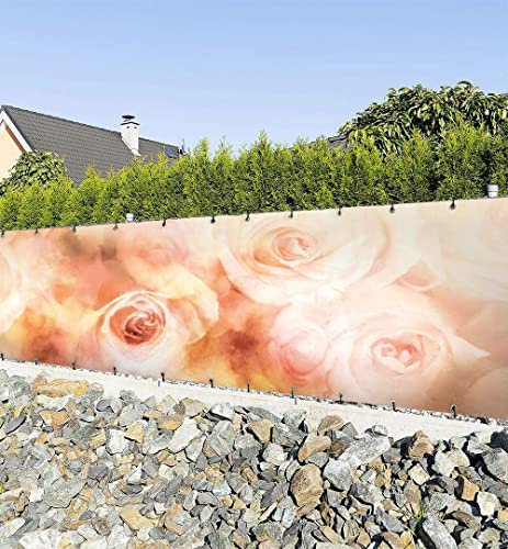 MyMaxxi Zaunbanner Sichtschutz - offene Blüte in Violett - Abdeckung für Terrasse Zaun - Windschutz Sonnenschutz Blickdicht - Zaunverkleidung wetterfest -