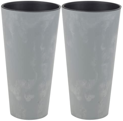 URBNLIVING Maceta grande de 30 cm con efecto de hormigón, para interiores y exteriores (hormigón)
