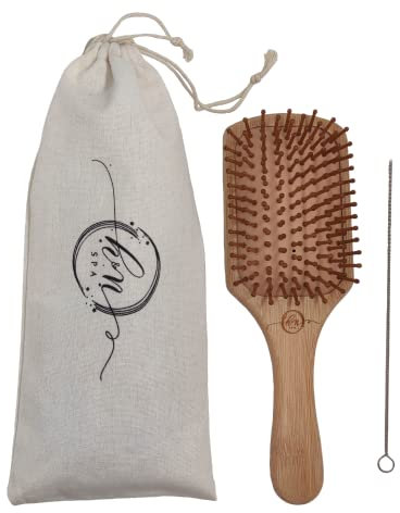 H&N SPA Bambus Haarbürste zum Entwirren von dickem und lockigem Haar. Bambusgriff mit abgerundeten Holzborsten, MEHRWEG, Natur-Bürste mit Bambusborsten Für natürlich Schöne Haare.