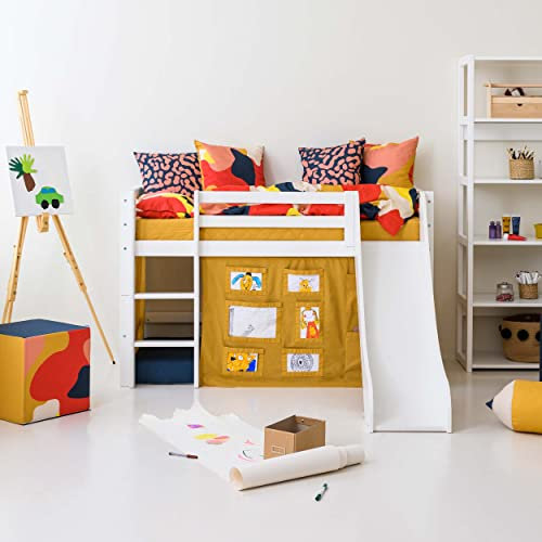 Hoppekids ECO Dream Hochbett mit Rutsche | 70x160 | Herbst Gelb | Das Nordische Umweltzeichen | FSC®-zertifiziertes massives Kiefernholz aus der EU | Entworfen in Dänemark