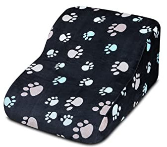 Galatée Haustiertreppe, 2 Schritte Hundetreppe, Waschbare Haustierrampe Mit Reißverschlussabdeckung, Hundetreppe Für Sofa Und Bett, Hundetreppe Mit Hangstufen(Schwarze - Pfote)
