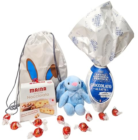 Speciale Italia – Box di Pasqua Bunny per Bambino, Uovo di Pasqua al Cioccolato al Latte con Sorpresa e Mini Colomba