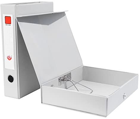Hotyin Cartella Progetti, Scatola Archivio A4 con Clip, Dorso da 68 mm, Cartelle Portadocumenti con Chiusura Magnetica per Ufficio Casa Scuola, Confezione da 2/Grigio