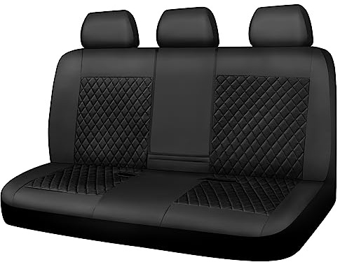 CAR PASS Faux Leather Back Seat Cover, Universal Quilting Waterproof Bench Rear Seat Cover Universal car seat Cover Fit 95% Automotive Interior Covers for Sedans SUVs Vans Small Trucks, All Black