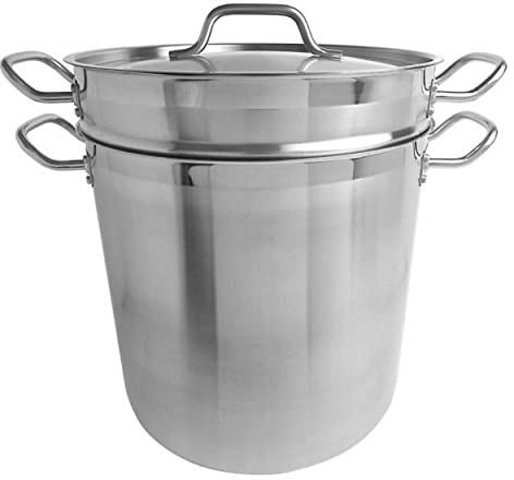 TrueCraftware- 20 qt. Stainless Steel Pasta Cooker with Lid and Encapsulated Base- Multipurpose Cookware Pasta Pot Pasta Cooker Steamer Vegetable Asparagus Cooker Multi Pots Oven Safe Induction Ready