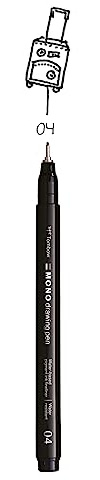 Tombow Fineliner MONO drawing pen, Strichstärke 04 (ca. 0.40 mm), Pigmenttinte, Wasser- und Lichtresistent, für Skizzen, zum Illustrieren und Zeichnen, Schwarz, WS-EFL-H-04