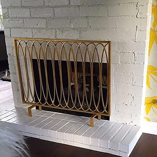 Kaminschutzgitter für Haushaltskamin in Gold, luxuriöser Schutzgitter mit einzelnem schmiedeeisernen Rahmen, 29,5 Zoll hoch Decoration