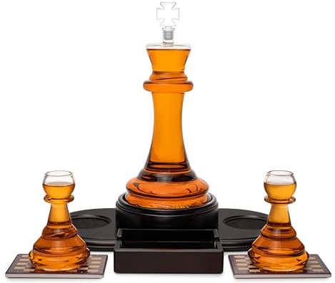 Schack whisky karaffset för män med 2 tassar. Spritkaraff, whiskypresentpaket, present till män. Karaffset med glas för alkohol