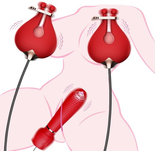LYAMais Nippelklemmen mit Dildo Vibrator 10-Frequenz-Doppelvibrations-Nippel-G-Punkt-Vibrator BDSMs Spielzeug Nipple Clamps Set SM Sexspielzeug extreme Paare Brustklammern Klitoris Clip