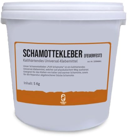 Schamottkleber feuerfest [Menge 5 kg] - Für Schamottsteine - Kleber 1.350 °C hitzebeständig - Reparieren, Kleben, Fixieren - Hochtemperaturkleber Kaminkleber Ofenkleber