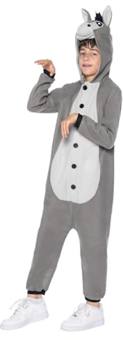 Funidelia | Maskeraddräkt åsna onesie för flicka och pockje Djur - Maskeraddräkt för barn och roliga tillbehör för fester, karneval och Halloween - Storlek 107-113 cm - Brun