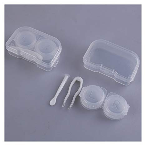 Lens Storage Cases， Contact Lens Cases,Mini Box Container, 1Set Cute Yellow Duck Travel Glasses Plastic Contact Lenses Box Travel Contact Lens Case Eyes Care Kit Holder Container Gift (Color : Ivory)