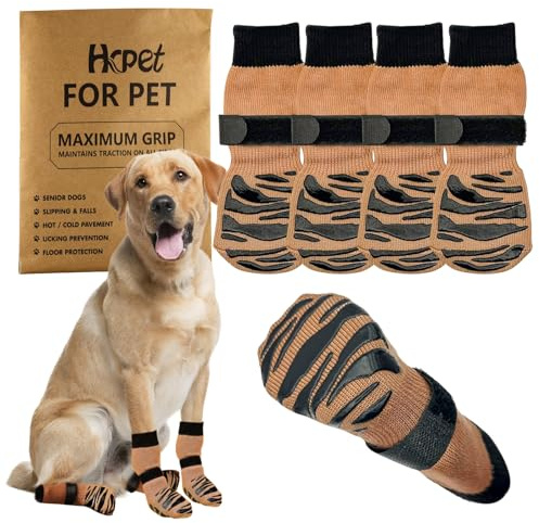 2 Paar Hundesocken für Den Innenbereich,Doppelseitige Griffe, Traktionskontrolle auf Hartholzböden,Verhindert Das Ablecken Kleine, Mittlere und Große Hundesocken (Braun, XS)