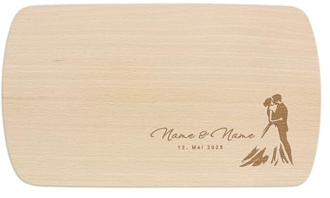 PrintPlanet® - Personalisiertes Holz-Frühstücksbrettchen mit Gravur - Schneidebrett mit Namen personalisiert - Motiv: Liebe