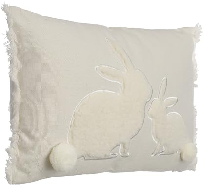 EGLO LIVING Osterkissen Chevery, Deko Kissen Frühling und Ostern, Couch Dekokissen Osterhase, Kissenbezug mit Inlett aus Polyester, Osterdeko in Creme-weiß, 50x50 cm