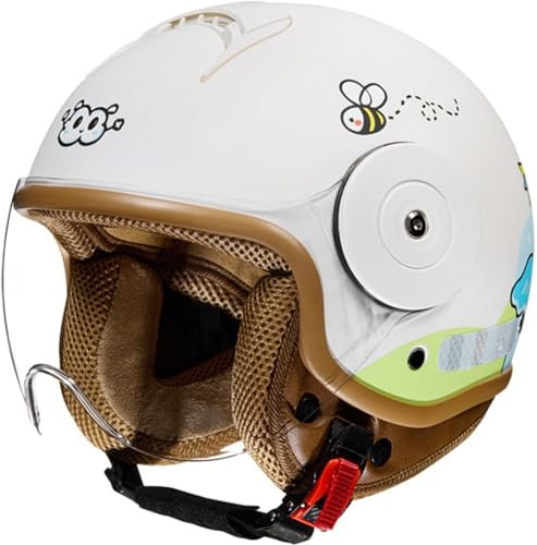 Casques de Moto pour Enfants Casque Jet avec visière Casque Électriques pour Enfants Casque de Scooter pour 4-12 Ans Garçons et Filles E,46-54CM