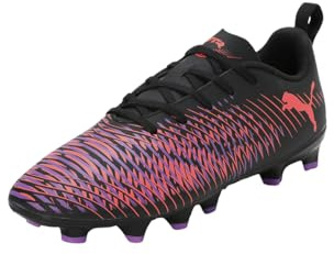 Puma Future 8 Play FG/AG JR, Unisex Fussballschuh, Puma Black-Puma White-Glowing RED,