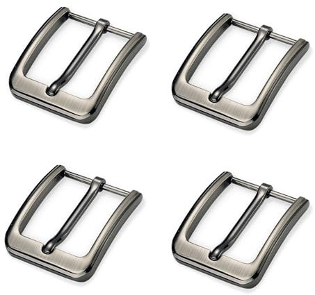 Sewokon 4 Stück Gürtelschnalle Herren, gürtelschnalle 40mm edelstahl, gürtelschnallen für herren, gürtelschnallen, belt buckle, Einzackige Quadratische Ersatzschnalle aus Zinklegierung(Dunkel)