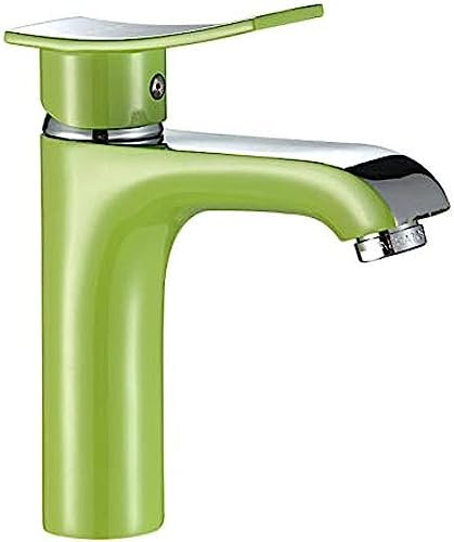 rubinetti per Cucina e Bagno Rubinetto,Vernice Verde al Forno Rubinetto per lavabo Acqua Calda e Fredda Paragrafo Breve sopra Rubinetto per lavabo da appoggio