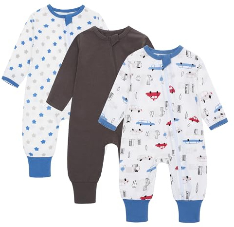 amo nenes 3-pack baby sommar sovsäck 0,5 tog med fötter och ärmar 100 % bomull andningsbar sommarsovsäck för pojkar och flickor, 9–12 månader, blå, blå, 9-12 månader