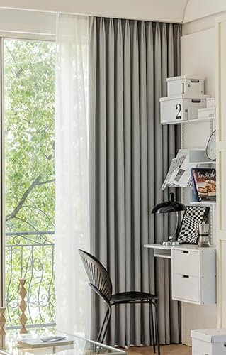 Bishilin Gardinen Blickdicht 2er Set, Verdunklungsvorhänge Grau mit Haken Modern Einfach 96x138CM Polyester Baumwolle Vorhänge Schlafzimmer Kinderzimmer Jugendzimmer